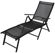 vidaXL Șezlong de plajă pliabil, negru, aluminiu
