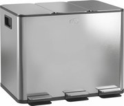 HOMCOM Coș de Gunoi cu 3 Compartimente de 20L, cu Pedală și Capace Silențioase, Ideal pentru Organizare, Dimensiuni 61,9x36,6x56,7 cm, Argintiu | Aosom Romania