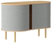 Comodă gri/în culoare naturală joasă cu aspect de lemn de stejar cu ușă glisantă 100x67 cm Audacious – UMAGE