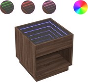 vidaXL Noptieră cu LED infinity, stejar maro, 50x50x50 cm