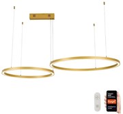 Lustră LED dimabilă Immax NEO 07218L FINO 93W/230V 60/80 cm auriu Tuya + telecomandă