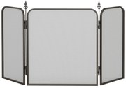 HOMCOM Paravan Pliant pentru Șemineu cu 3 Panouri, Paravan de Protecție din Metal, 96x1,3x56 cm, Negru | Aosom Romania