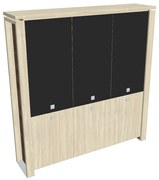 Dulap înalt Verno+ 200 x 46 x 210 cm, uși combinate, salcâm / negru