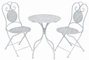 vidaXL Set mobilier de bistro, 3 piese, alb cenușiu, oțel