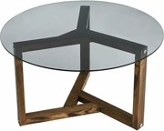 Masuta cafea Miro, nuc, sticla/lemn solid, 75x75x40 cm
