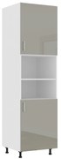 Corp Turn Karo, 2 Usi, cu spatiu cuptor, Gri Lucios/Alb, MDF, 60 x 57 x 210 cm
