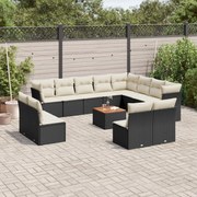 vidaXL Set mobilier de grădină cu perne, 13 piese, negru, poliratan