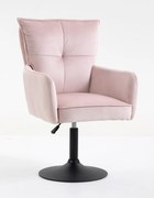 HR250N Scaun Catifea Roz Pudra Bază Neagră