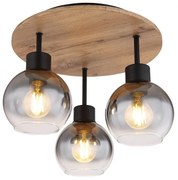 Plafoniera 3L design industrial Moitas negru, maro