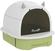 PawHut Litieră cu Capac, Tavă pentru Nisip tip Sertar cu Filtru de Carbon și Lopățică, 40,5x52x39 cm, Gri | Aosom Romania