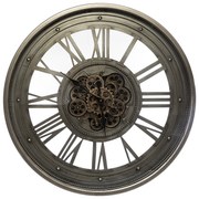 Ceas de perete rotund din metal, Ø 80 cm, mecanism vizibil