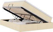 vidaXL Pat cu saltea și spațiu de depozitare Crem 140 x 190 cm