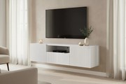 Comodă TV Nicole suspendat 150 cm cu nișă - alb / alb mat