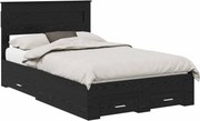 vidaXL Cadru de pat cu sertar Stejar Negru 135 x 190 cm Lemn compozit