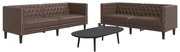 vidaXL Set canapele Chesterfield cu 2 locuri, maro, piele eco.