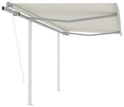 vidaXL Copertină retractabilă automat cu stâlpi, crem, 3,5x2,5 m