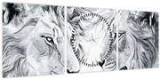 Tablou - Capete de lei desenate (cu ceas) (90x30 cm)