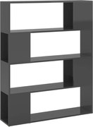 vidaXL Bibliotecă/Separator cameră, gri extralucios, 100x24x124 cm