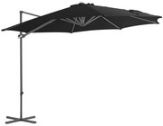 vidaXL Umbrelă consolă de grădină, stâlp din oțel, negru, 300 cm