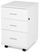 HOMCOM Corp de Birou Depozitare Birou pe Roți 3 Sertare Blocabile 40 x 40 x 61,5 cm Alb | Aosom Romania