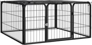 vidaXL Padoc pentru câini cu 4 panouri, negru, 100x50 cm, oțel