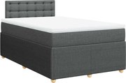 vidaXL Pat box spring cu saltea, gri închis, 120x200 cm, textil