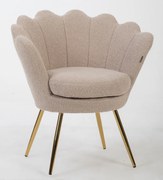 Fotoliu FREY Latte din Boucle cu Picioare Aurii