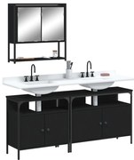 vidaXL Set mobilier de baie, 3 piese, negru, lemn compozit
