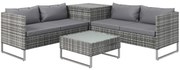 Outsunny Set de Gradina 4 Bucati cu 2 Canapele 2 Locuri, Masuta de Cafea si Masuta Inalta cu Lada, Set Masute si Scaune de Gradina