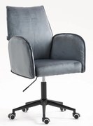 HR280K Scaun Grafit din Catifea cu Bază Neagră