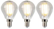 Set de 3 lămpi cu bilă cu filament cu LED E14 5W 470lm 2700K