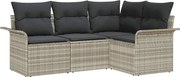 vidaXL Set de canapele pentru grădină 4 pcs Gri deschis poliratan
