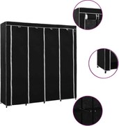 vidaXL Șifonier cu 4 compartimente, negru, 175 x 45 x 170 cm