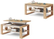 Mazzoni NUO Stejar Artisan/Bej (Șampanie) - MĂSUȚĂ MODERNĂ CU BLAT CARE SE RIDICĂ