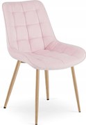 Scaun Bucatarie/Dining Joy Roz  Deschis Catifea,Picioare Metalice, Finisaj Lemn