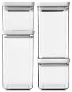 Set 4 borcane pentru depozitare Brabantia Tasty+ 1001159, 700/1.6l, Stivuibile, Transparent/Gri deschis