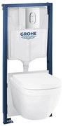 Set vas wc suspendat rimless cu capac Grohe Euroceramic, rezervor incastrat Rapid SL si clapeta crom