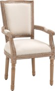 HOMCOM Scaun pentru sufragerie, scaun de bucătărie, decor cu nituri, stil rustic francez, lemn de cauciuc, Crem-alb, 59 x 63,5 x 96cm | Aosom Romania