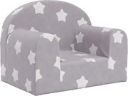 vidaXL Canapea pentru copii, gri deschis cu stele, pluș moale