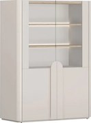 Vitrină cu două uși Amilio 100 cm - cașmir / stejar uleiat / mânere cașmir