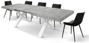 Masa Linda extensibila, blat PAL - BLAT GRI CIMENT, PICIOR ALB - 180 cm / 90 cm / 77 cm