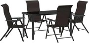 vidaXL Set de masă pentru grădină 5 pcs Cafea neagră