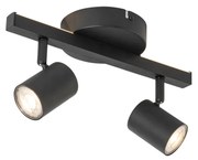 Spot de tavan negru GU10 50mm cu 2 lumini, inclusiv iluminare de fundal și comutator cu 3 căi - Back Up