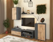 Perete living, grafit/stejar wotan, KEVIN