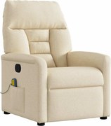 vidaXL Fotoliu rabatabil de masaj, crem, material textil