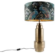 Lampă de masă cu abajur din catifea bronz verde smarald cu auriu 50 cm - Bruut