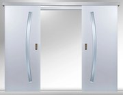 Usa glisanta dubla HDF aplicata pe perete - Colectia DECOR 4.1 Nu, Gri Antracit, Folie Decor, 1200 - 1400 x 2010 mm, 2* 720 x 2020 mm