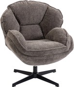 HOMCOM Fotoliu wingback modern, fotoliu cu braţe din catifea cu bază în patru braţe, arcuri în S, funcţie de rotaţie 360°, gri | Aosom Romania