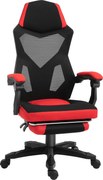 Vinsetto Scaun de Birou Ergonomic și Reclinabil cu Suport pentru Picioare Negru și Roșu | Aosom Romania