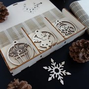 SENTOP | Decoratiuni din lemn de Craciun, 1 set-18 bucati